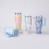 40oz Warm Serene Brushstrokes Tie Dye H2.0 Quencher Tumbler For Laser Engraving_CNPNY