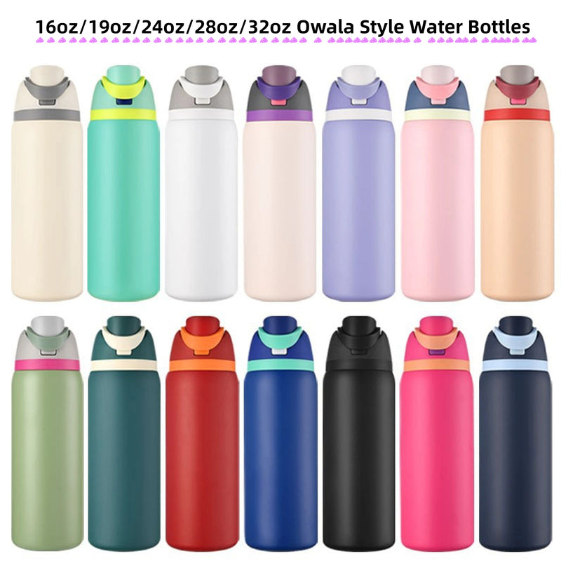 16oz/19oz/24oz/28oz/32oz Flip Straw Lid Insulated Stainless Steel Sports Owala Style War Bottle 25pcs for Laser Engrteaving_CNPNY