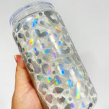 RTS USA_16oz Holographic Leopard Glass cans tumblers with BPA free PP lids_USPNY