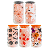 RTS USA_16oz Halloween Glass Can 50pcs With 3D Touch Design And Plastic Lids_USPNY