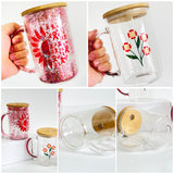 15oz double walled Snow Globe Glass Mugs with Hollow Handle_CNPNY