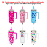 RTS USA_20oz 3D Cute Design Printed H2.0 20oz Water Tumblers with Handle 20pcs-USPNY