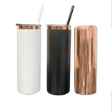 RTS China_20oz Mirror Copper underneath Powder Coated Stainless Steel Straight Skinny tumblers for laser engraving_CNPNY