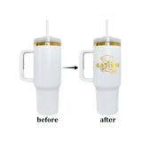 Presale USA_40oz White Mirror Gold Underneath Powder Coat Travel Tumblers 20pcs_USPNY