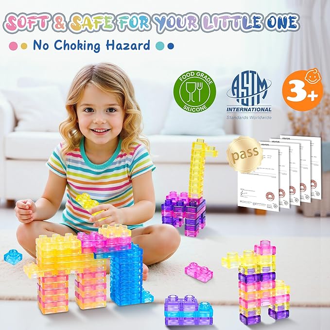 40pcs 28 Sets of Jelly Blox Same Style Soft Jelly Building Blocks for Toddlers Kids _CNPNY
