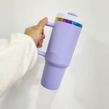 RTS USA_12pcs 🌈40oz Solid Colors Rainbow Quencher Tumblers Powder Coat Travel Mugs for Laser Engraving_USPNY