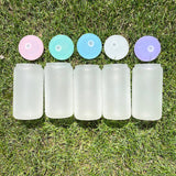 16oz Clear blank sublimation glass cans with BPA-free PP lids_USPNY