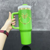 RTS USA_40oz H2.0 Grinch Green Mirror Gold Plate Powder Coat Quencher Tumbler 20pcs_USPNY