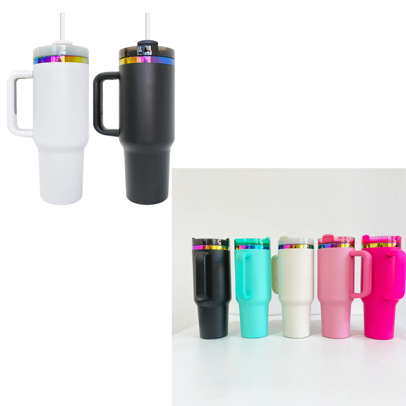 30oz/40oz 🌈Rainbow Plated Tumblers Powder Coat H2.0 Quencher Tumbler_CNPNY