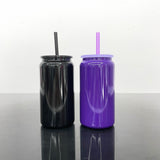 Presale USA_💜🖤16oz Purple Black Blank Sublimation Stainless Steel Can Tumblers 25pcs_USPNY