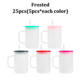 17oz blank sublimation Glass mugs with colorful PP lids_CNPNY