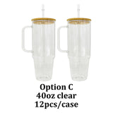 RTS USA_40oz Clear/Frosted Glass Tumbler With Bamboo Lids Hobby Lobby Glass Mugs _USPNY