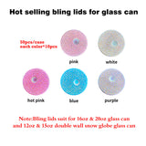 🔥 Bling Rhinestone Lids 50pcs / 100pcs for 16oz Sublimation Glass Cans Tumblers_CNPNY