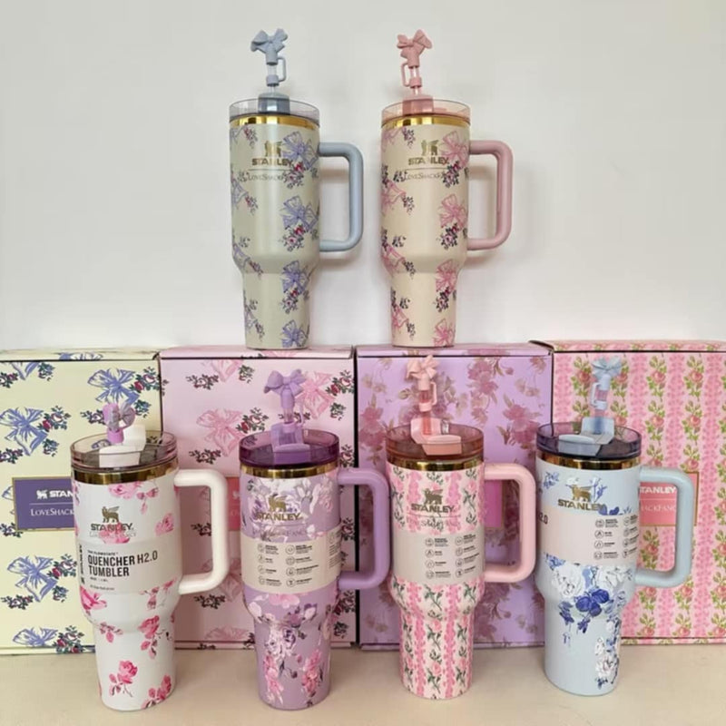 🌸🌸14oz/40oz Love Shack Fancy Collab🎀🎀Stanleys Quencher Tumbler with gift box _CNPNY