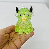 72pcs Glitter Highland Cow Squishy Fidget Toy Maltose Slow Rising Highland Cow Squishies_CNPNY