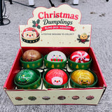 72pcs Christmas Glitter Dumpling Squishy Toys Christmas Snowman Dumpling Squeeze Toy with Steamer_CNPNY