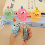 72pcs Emoji Glitter Boba Tea Cups Shapes Squishy Toys Fidget Toys for Kids Youth Adult_CNPNY
