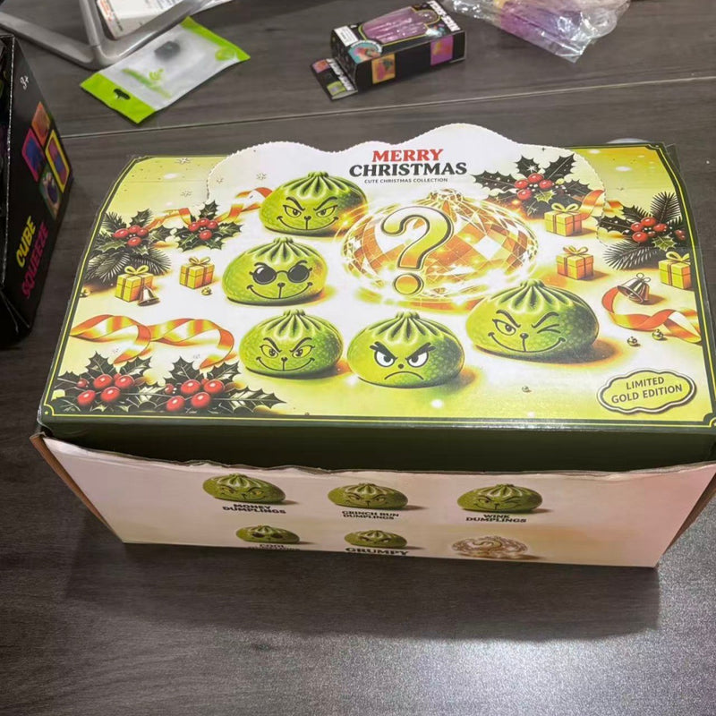 Presale USA_💚72pcs Mystery Pack Glow in Dark Christmas Grinch Designs Pectin Sugar Dumpling Squishy Toys Soft Squish Adults Fidget Toys_USPNY