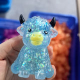 Presale USA_72pcs Glitter Highland Cow Squishy Fidget Toy Maltose Slow Rising Highland Cow Squishies_USPNY
