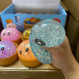 Presale USA_72pcs 8.5cm Beads Glitter Dumpling Squishy Toys Gel-Filled Squishy Toys with Beads Sparkling Stress Relief Sensory_USPNY