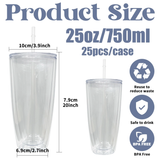 25oz Snow Globe Clear Plastic Double Walled Acrylic Can Tumblers 25pcs Pack_CNPNY