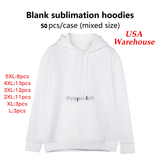 Presale USA_50pcs HOODIES White Blank Sublimation Blanks Men Women Hoodies Mix Sizes_USPNY