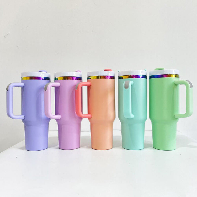 40oz Rainbow🌈underlayer Macaron Colors Tumblers powder coat H2.0  Quencher Tumbler 20pcs_CNPNY