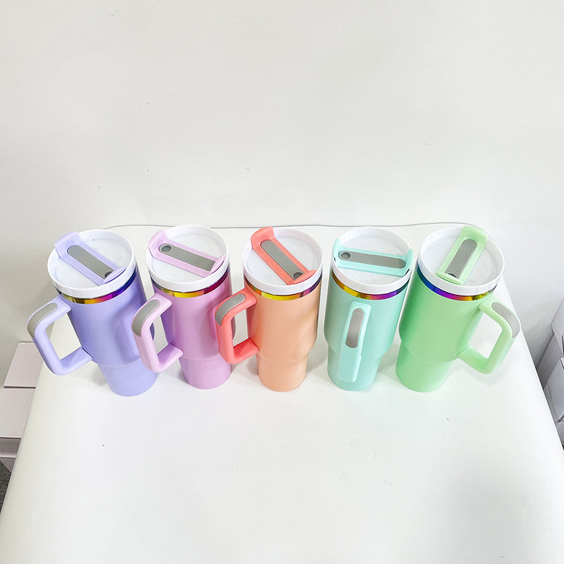 40oz Rainbow🌈underlayer Macaron Colors Tumblers powder coat H2.0  Quencher Tumbler 20pcs_CNPNY