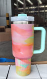 40oz Warm Serene Brushstrokes Tie Dye H2.0 Quencher tumblers for Laser Engraving_CNPNY