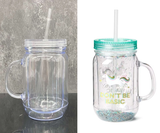 20oz Snow Globe Double Walled Plastic Mason Jars with Handle_CNPNY