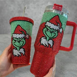 40oz Grinch Rhinestone bling tumblers Colored Bling Tumbler_CNPNY