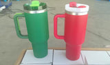 Clearance Sale_40oz Dark Green Powder Coat H2.0 Silver Underneath Quencher Tumblers for Laser Engraving_CNPNY