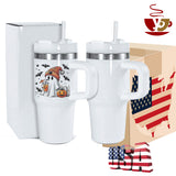 RTS USA_14oz White Blank Sublimation BabyTumblers Kids Stanleys Quencher Tumblers with Handle_USPNY