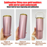 20oz/30oz Rose Gold Color Mirror Gold Underneath Sublimation Skinny/Flip Straw Tumblers _CNPNY