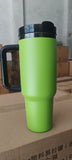 Presale USA_💚💚40oz Bright Lime Green Black Mirror Underneath Powder Coat Quencher Tumblers 20pcs For Laser Engraving_USPNY
