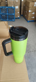 Presale USA_💚💚40oz Bright Lime Green Black Mirror Underneath Powder Coat Quencher Tumblers 20pcs For Laser Engraving_USPNY