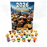 24Days Christmas Countdown Highland Cow Advent Calendar with 3D Printed Figures Desktop Figurine Blind Box_CNPNY