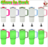 RTS USA_💚🎃40oz Glow In Dark Protour Lids White Sublimation Leak Proof Quencher Tumblers 20pcs _USPNY