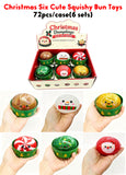 72pcs Christmas Glitter Dumpling Squishy Toys Christmas Snowman Dumpling Squeeze Toy with Steamer_CNPNY
