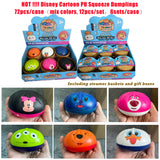 72pcs Pack of Disney Cartoon PU Squeeze Dumplings Soft Squeeze Decompression Dumpling Squishy Toys with Steamer_CNPNY