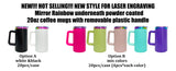 20oz Rainbow Plate Powder Coat Coffee Mugs with Removable Handle 20pcs For Laser Engraving_CNPNY