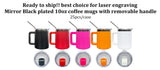 Presale USA_10oz Black Mirror plate Coffee Mugs With Removable handle and Magnetic Lids_USPNY