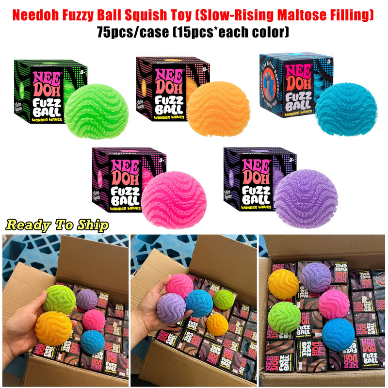Presale USA_75pcs Slow-Rising Maltose Filling Needoh Fuzzy Ball Squish Stress Relief Fidget Toy for Kids_USPNY