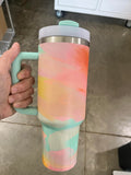 40oz Warm Serene Brushstrokes Tie Dye H2.0 Quencher Tumbler For Laser Engraving_CNPNY