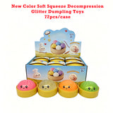 72pcs Pack 8.5cm New Color Soft Realistic Steamed Bun Glitter Dumpling Squishies Toys Stress Relief Squishy Toys with Steamer_CNPNY