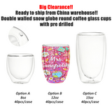 8oz/12oz/15oz Round Shapes Double Walled Snow Globe Glass Cups with Pre-Drilled Hole 40pcs_CNPNY