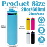 20oz Sports Lid Rainbow Underneath Powder Coat Straight Sports Water Bottles With 2 Lids 25pcs For Laser Engraving_CNPNY