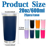 Presale USA_ 20oz Regular White Color Powder Coat Coffee Tumbler Mugs 25pcs For Laser Engraving_USPNY