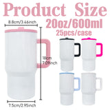 RTS USA_💚🎃20oz Leak Proof Straw Lids Glow in Dark White Blank Sublimation Kids Handle Tumblers 25pcs _USPNY