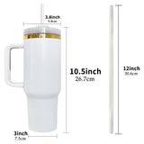 Presale USA_40oz White Mirror Gold Underneath Powder Coat Travel Tumblers 20pcs_USPNY